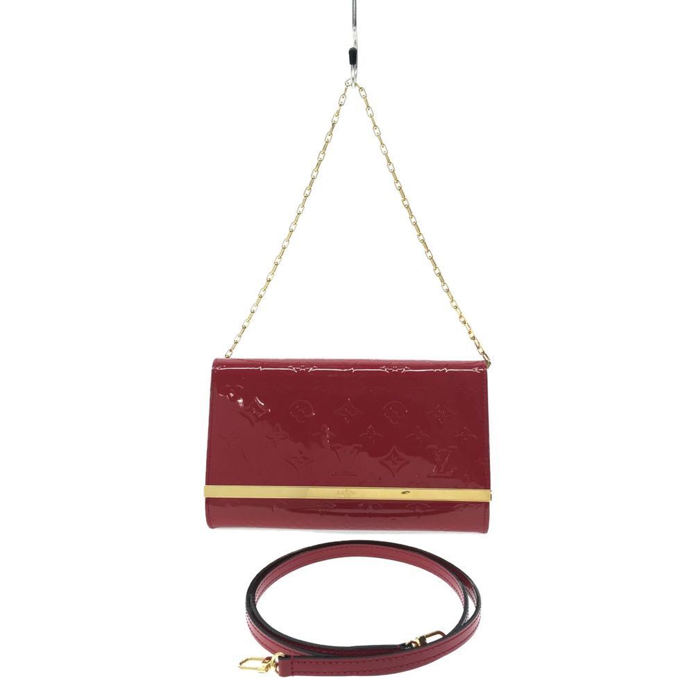 LOUIS VUITTON Clutch Anna Monogram Verni Enamel Red